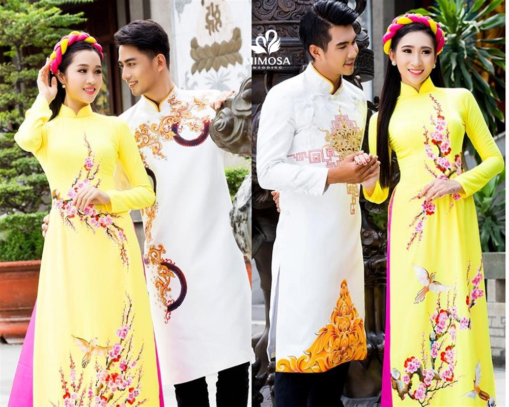 ao dai cuoi mau vang dong